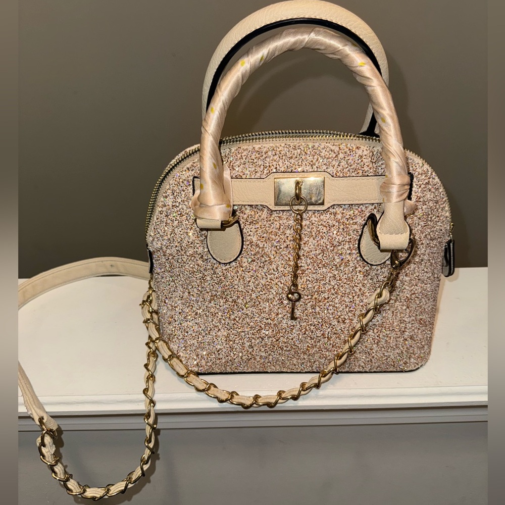 Aldo Cream and Gold Satchel Bag